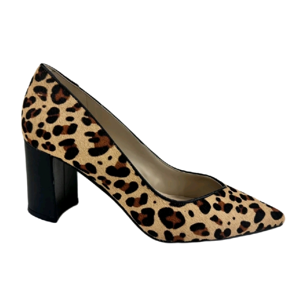 Marc Fisher Leopard Print Block Heel Pumps - Tan, Brown, Black